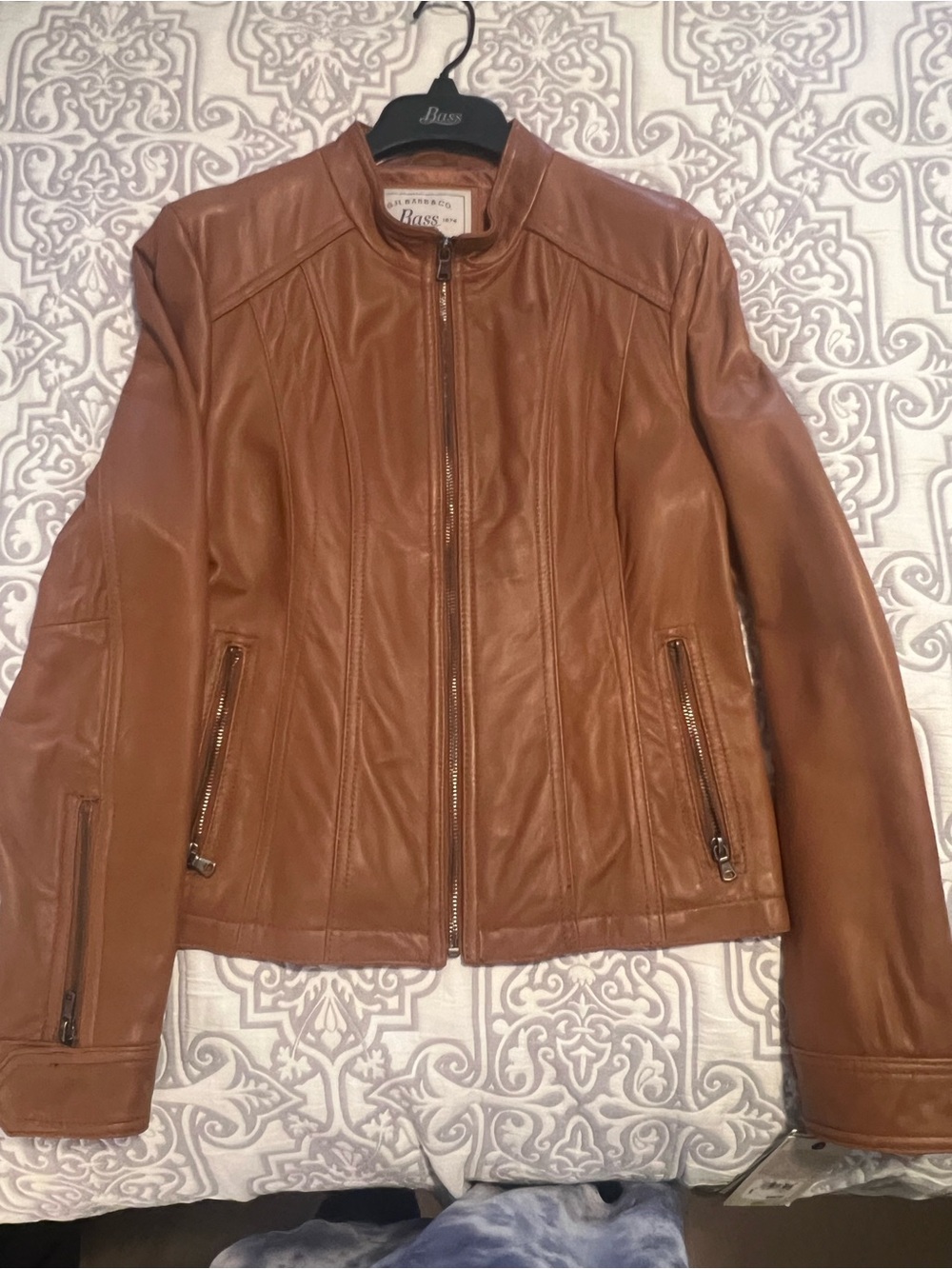 G.H. Bass & Co. Cognac Leather Zip-Front Jacket